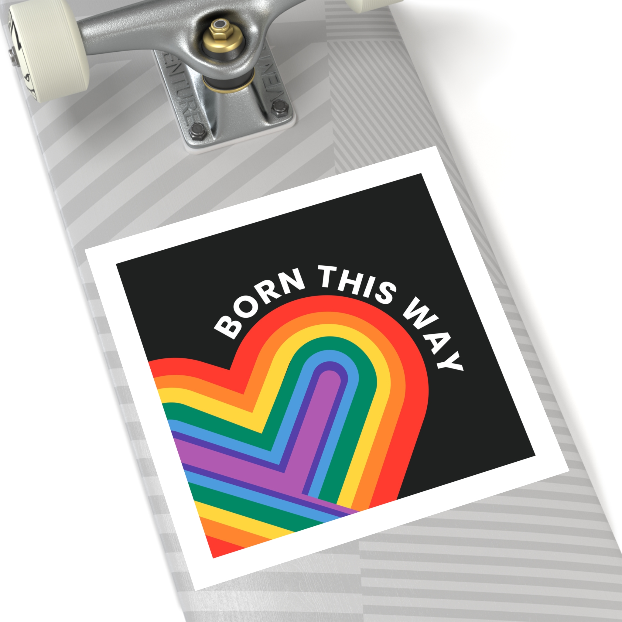 Rainbow Heart Template Lgbtq Pride Month With Born This Way Text Laminate Stickers Square - Image 60