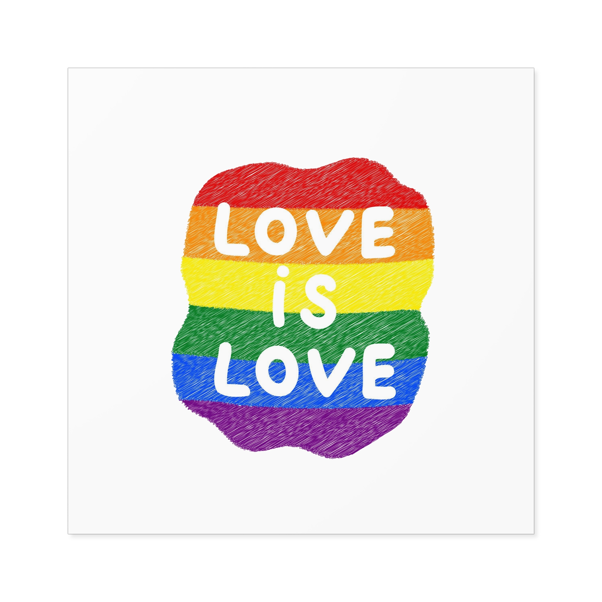 Love Is Love Lgbtq Pride Rainbow Poster Slogan Laminate Stickers Square - Image 49
