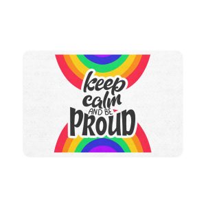 Keep Calm Be Proud Lgbt Lettering Quote Pride Poster Concept With Colorful Rainbow Vector Pet Food Mat 12x18