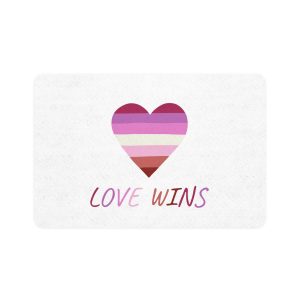 Colorful Heart Shape Lesbian Pride Flag Happy Pride Day Lgbtqia Community Pride Month Vector Hand Drawn Doodle Posters Stickers Logo Cards(2) Pet Food Mat 12x18