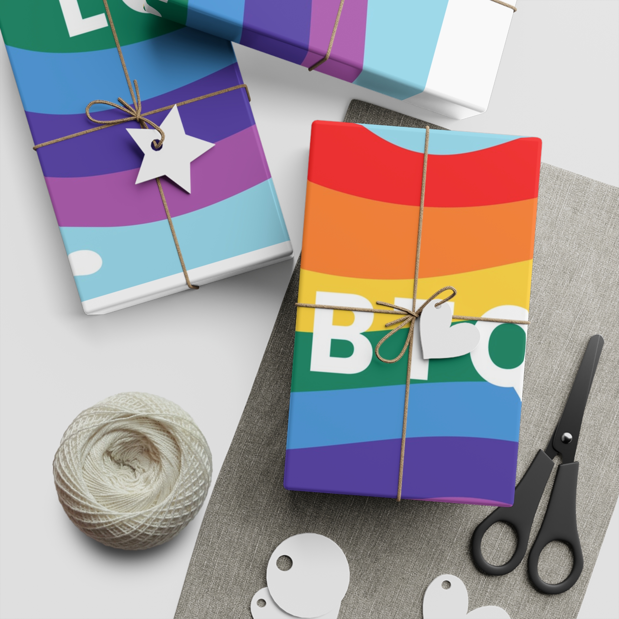 Rainbow Flag Banner Template Lgbtq Rights Gift Wrapping Paper Sheets 1pc - Image 5