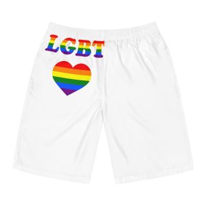 Vector Symbolism Lgbt Community Rainbow Colors Lgbt Inscription Rainbow Heart Mens Board Shorts Aop