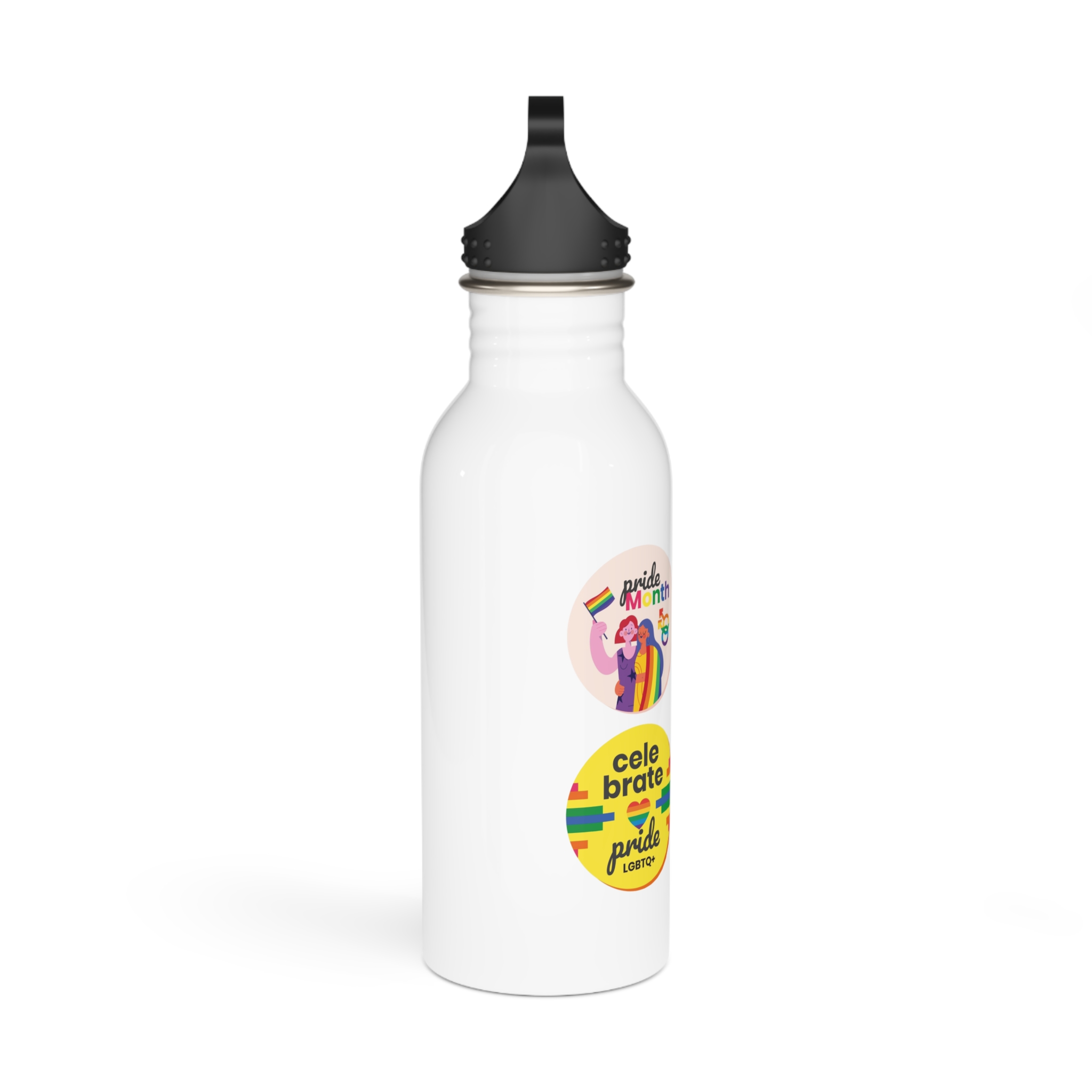Flat Pride Month Labels Collection (1) Stainless Steel Water Bottle - Image 2