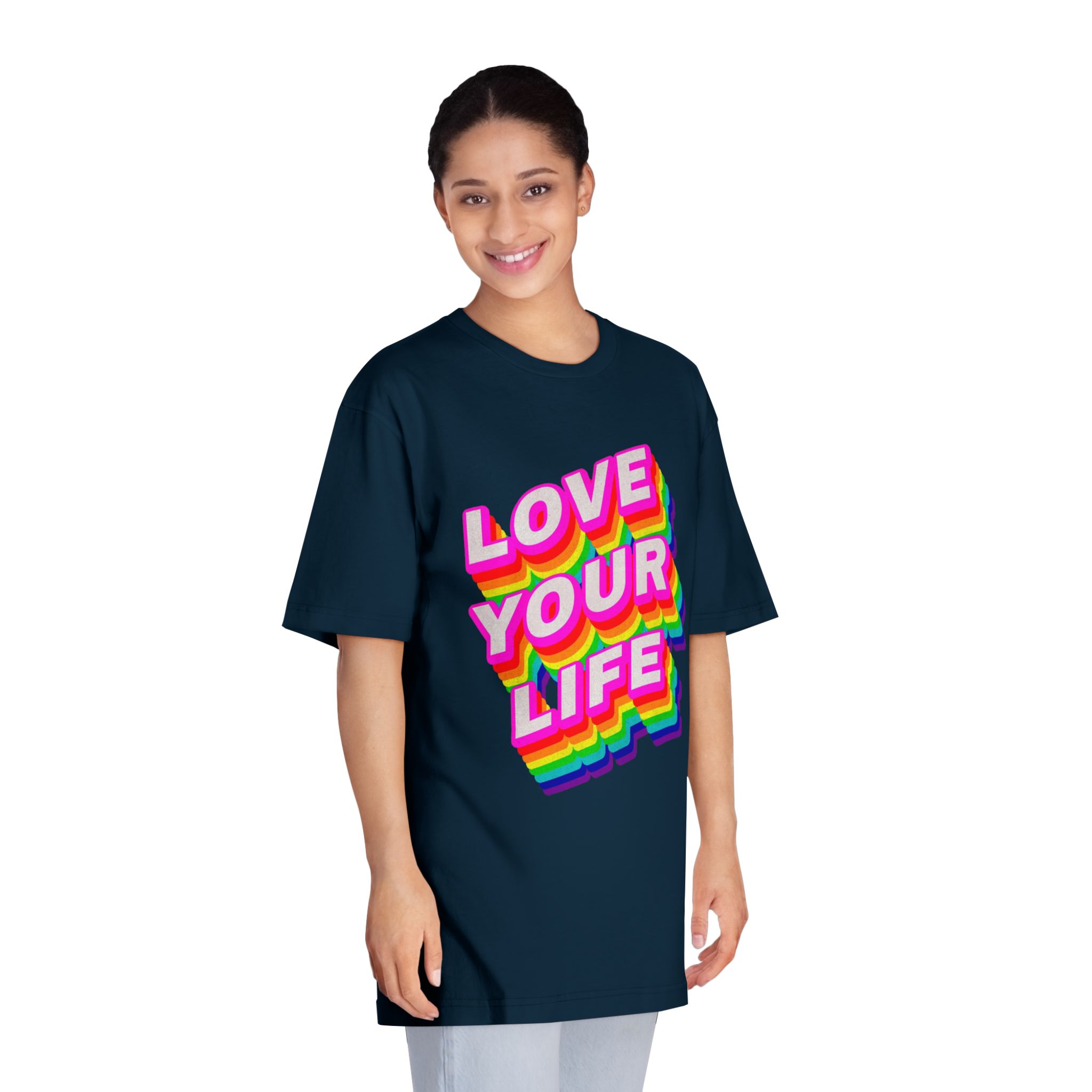 Rainbow Word Love Your Life Typography Design Element - Unisex Classic Crewneck T Shirt - Image 19