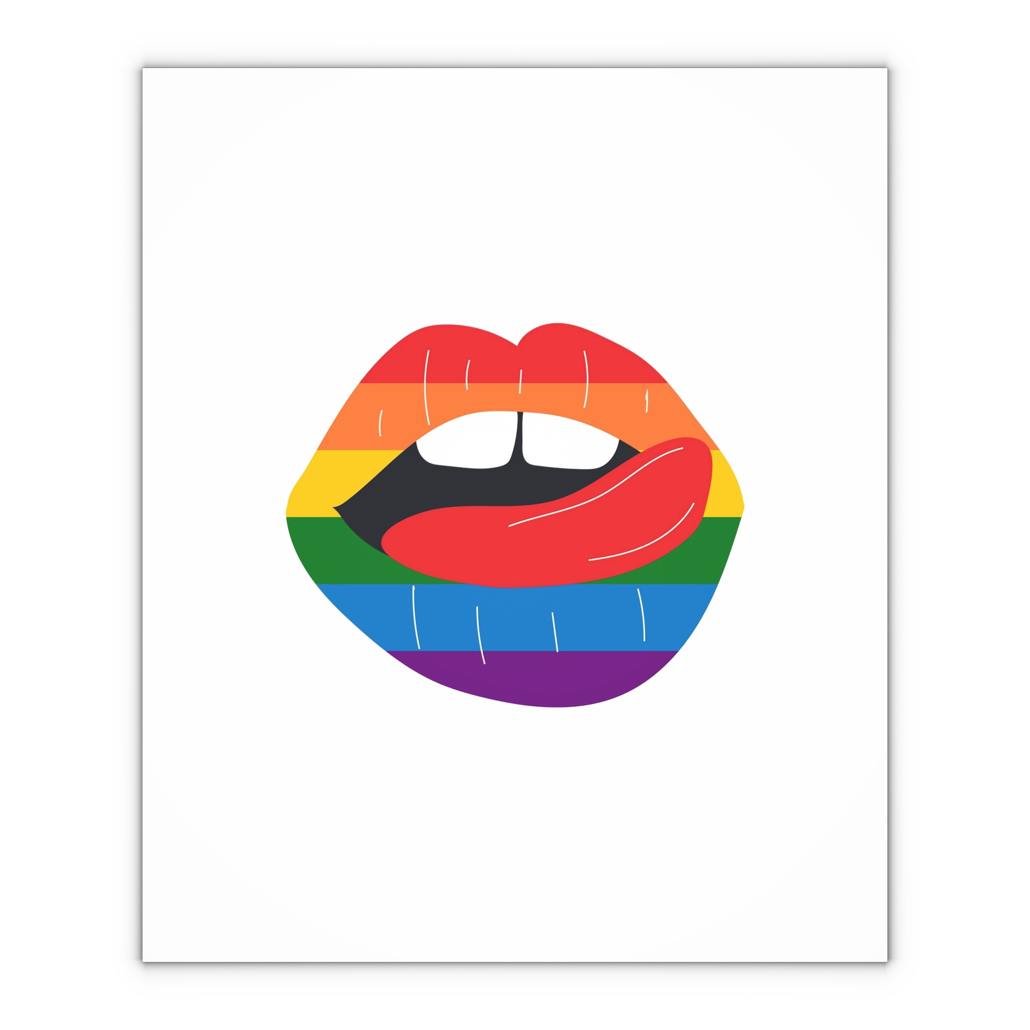 Beautiful Lips Kiss Trace With Lgbt Symbol Pride Flag Rainbow Colors Print Gift Wrapping Paper Sheets 1pc - Image 4