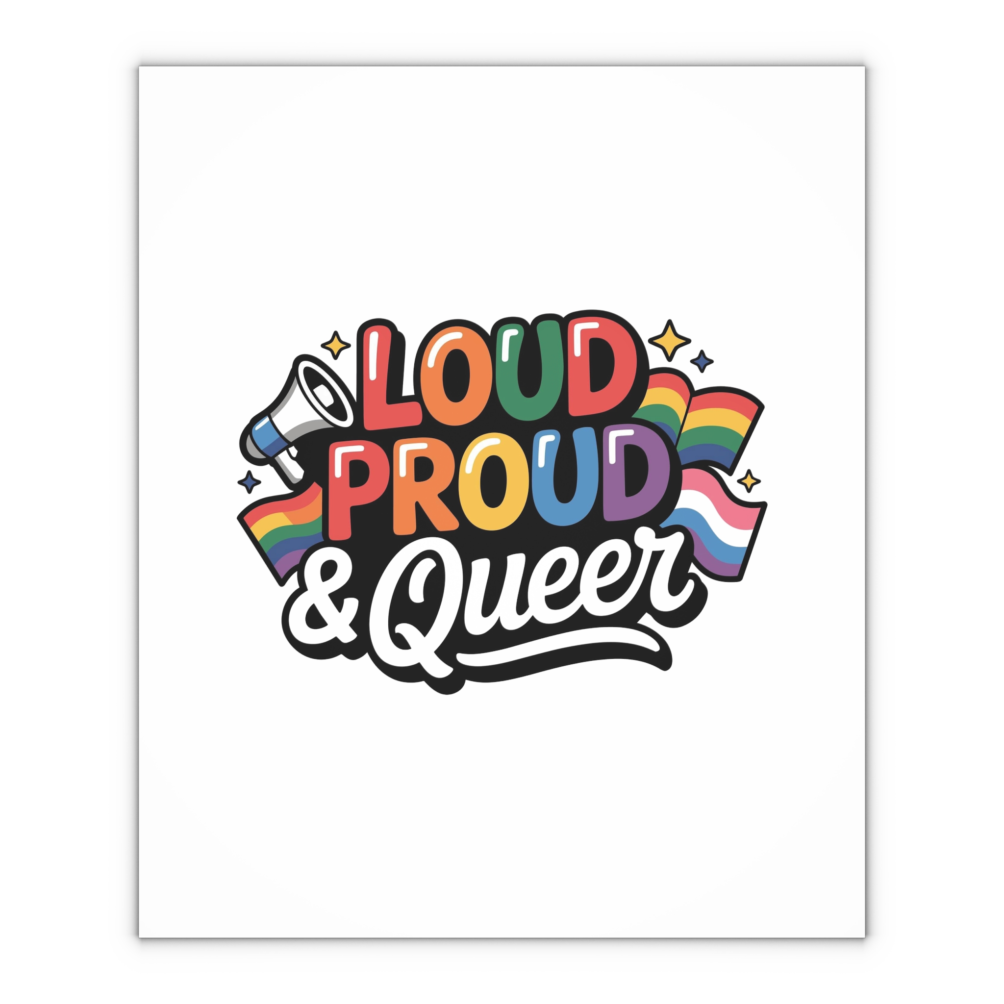 Loud Proud Queer T Shirt Design Isolated White Background 3 Gift Wrapping Paper Sheets 1pc - Image 4