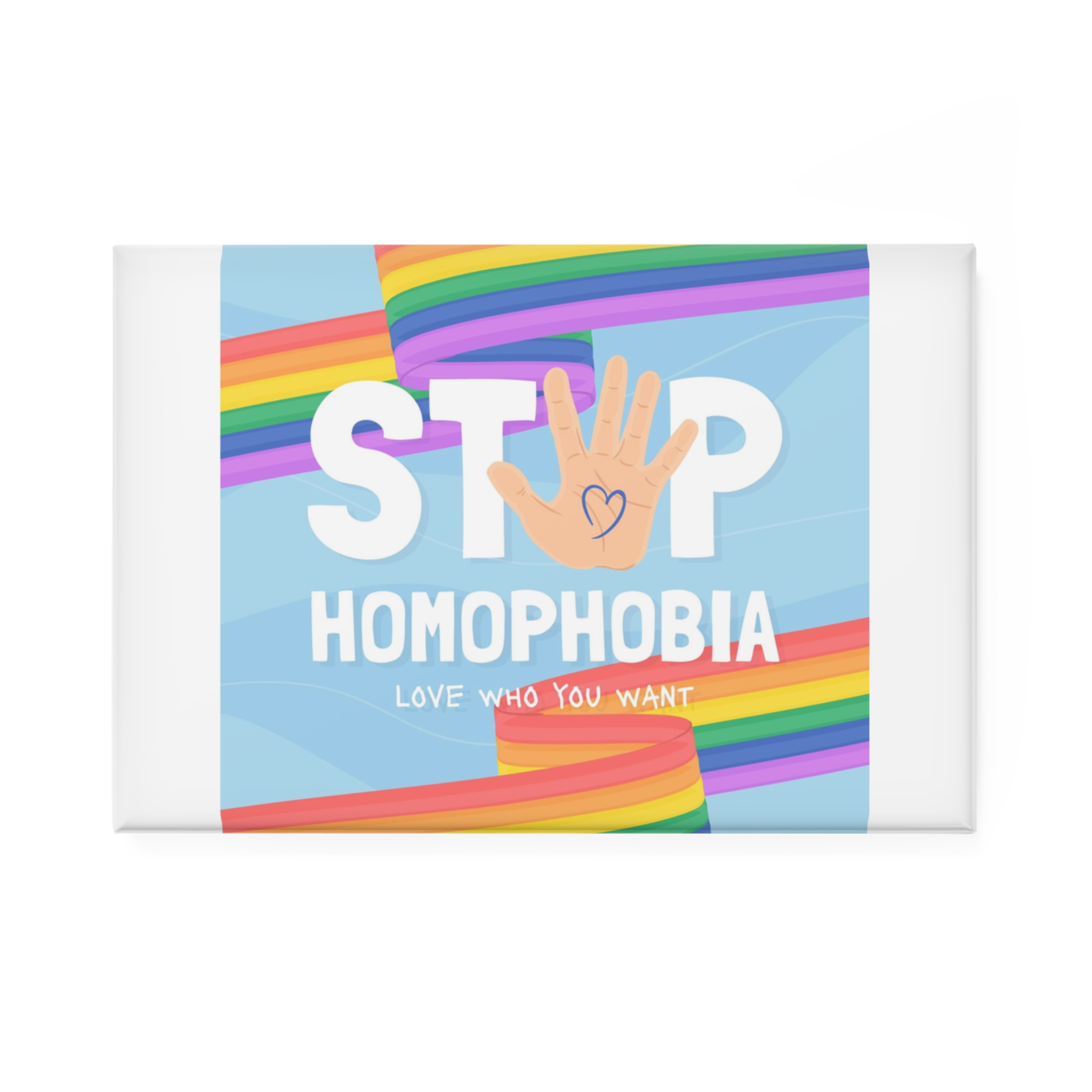 Hand Drawn Stop Homophobia Message Illustrated(1) Button Magnet Rectangle 1 And 10 Pcs - Image 5