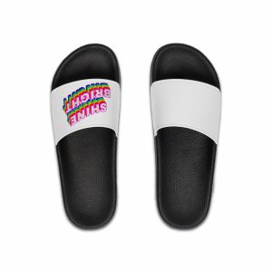 Rainbow Word Shine Bright Typography Design Element Mens Slide Sandals