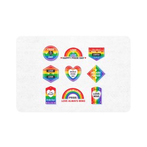 Pride Day Labels Concept Pet Food Mat 12x18