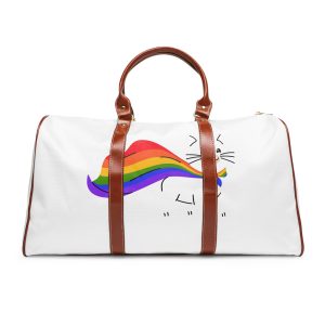 Kawaii Cat With Lgbtq Rainbow Flag Cartoon Waterproof Travel Bag