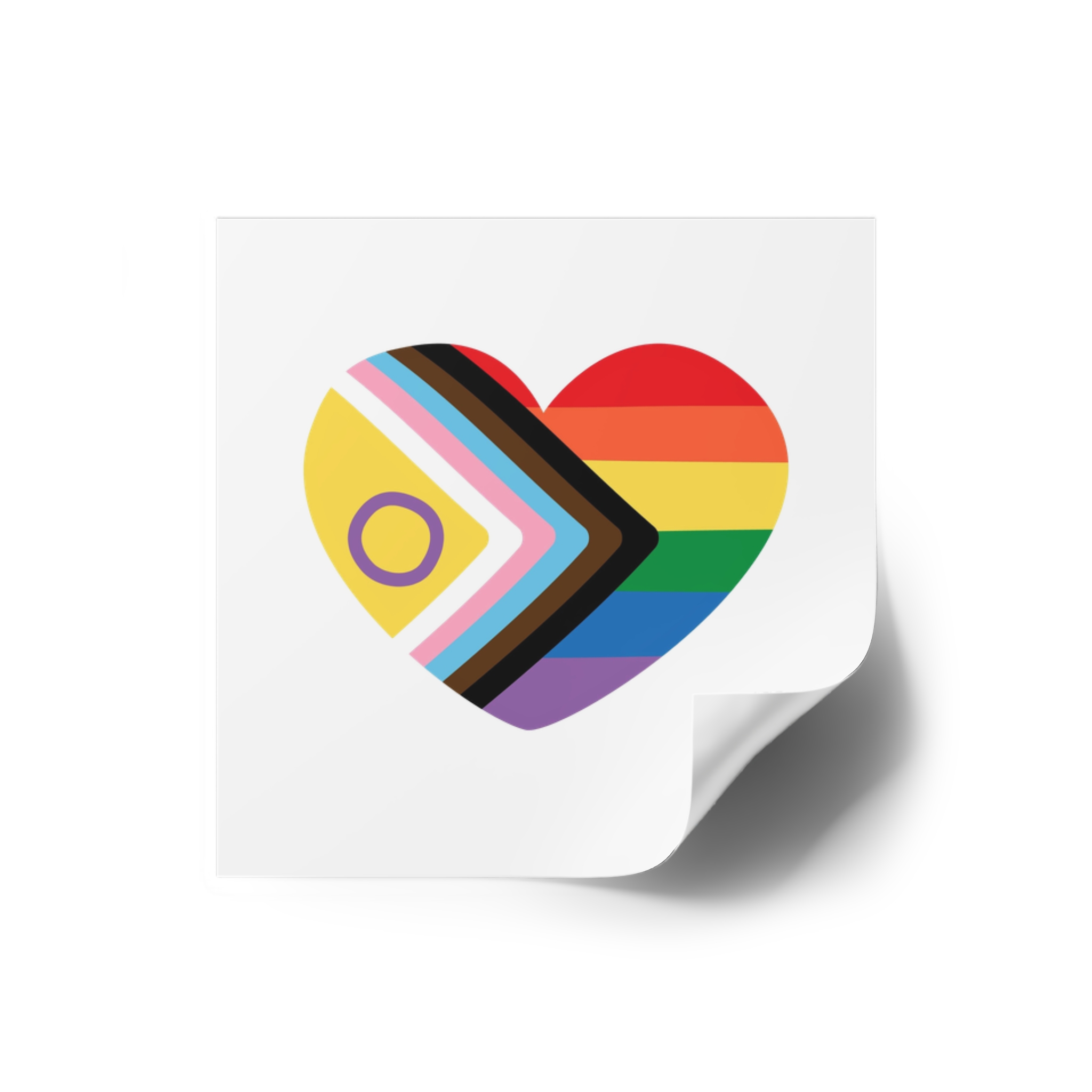Inclusive Love Progress Pride Flag Heart Symbol Laminate Stickers Square - Image 2