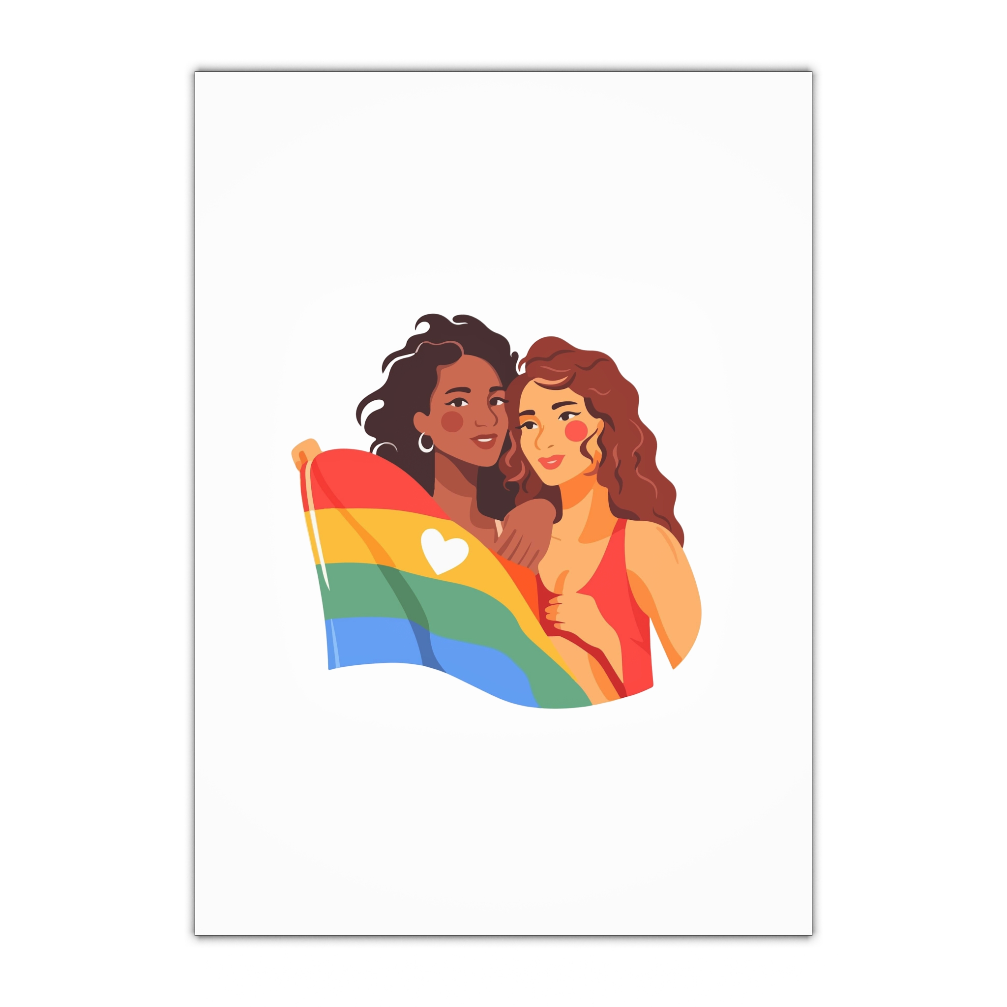 Portrait Lesbian Couple With Rainbow Flag Concept Lgbtq Gift Wrapping Paper Sheets 1pc