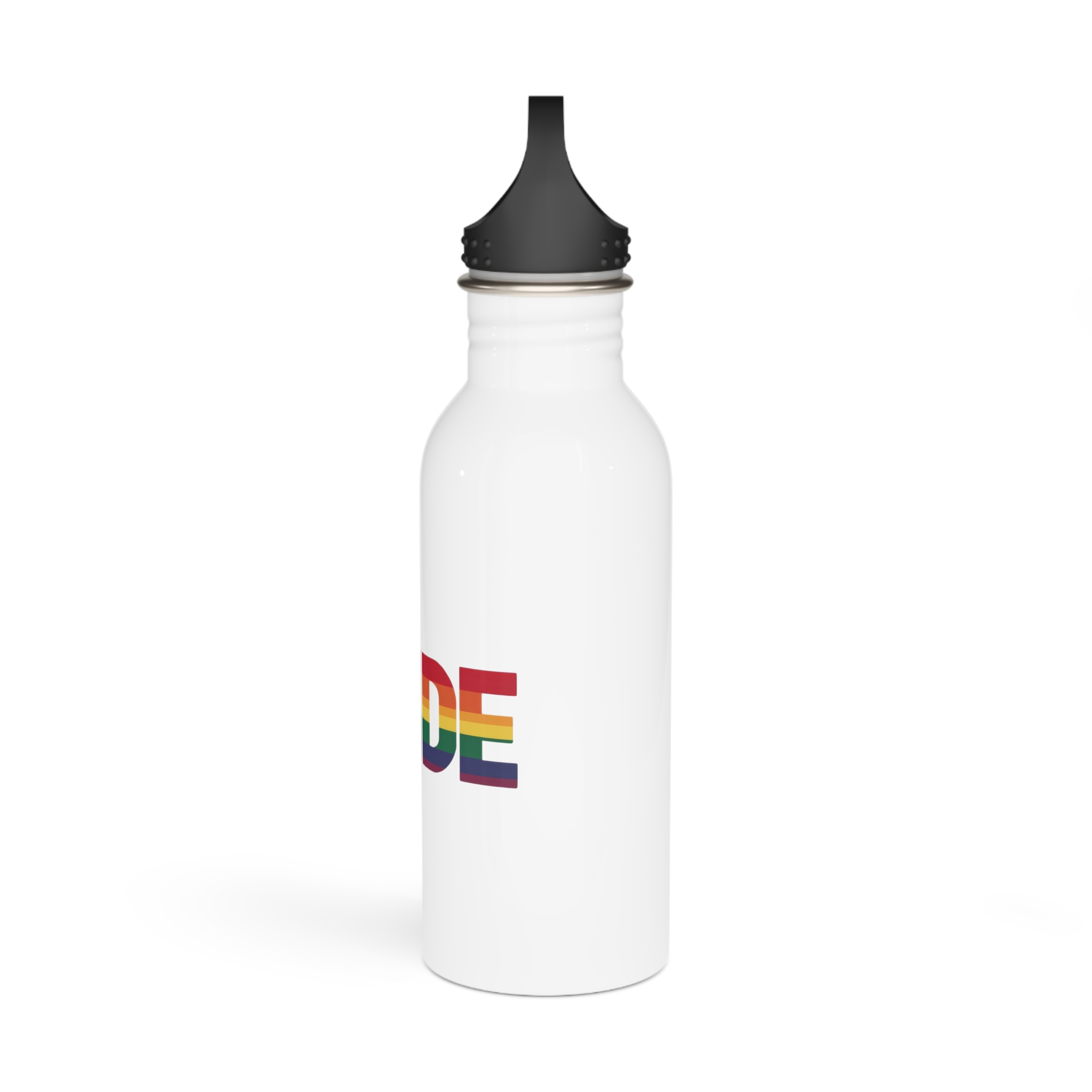 Rainbow Colored Text That Says Rainbow Middle Stainless Steel Water Bottle - Image 4