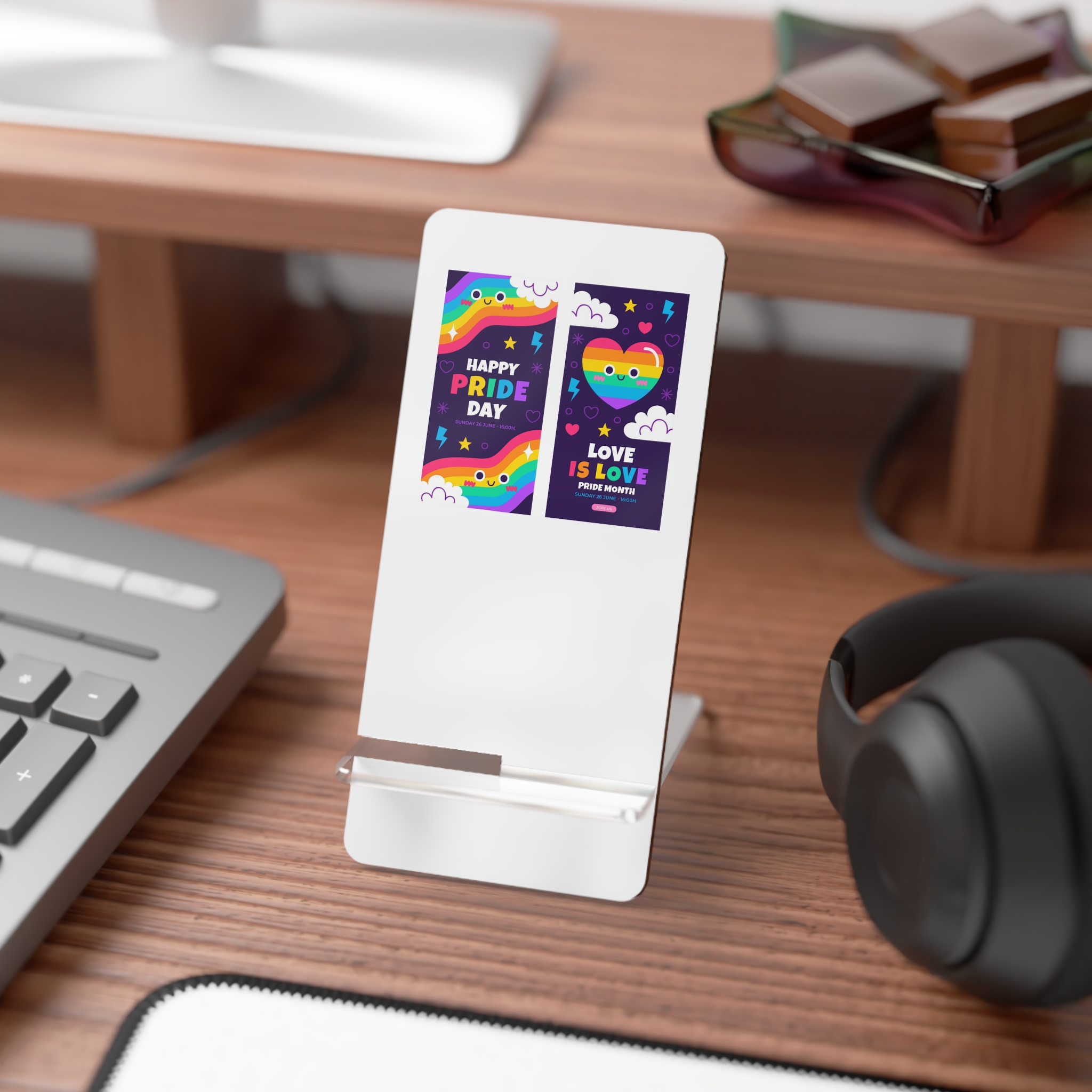 Flat Pride Month Vertical Banners Collection Mobile Display Stand For Smartphones - Image 3