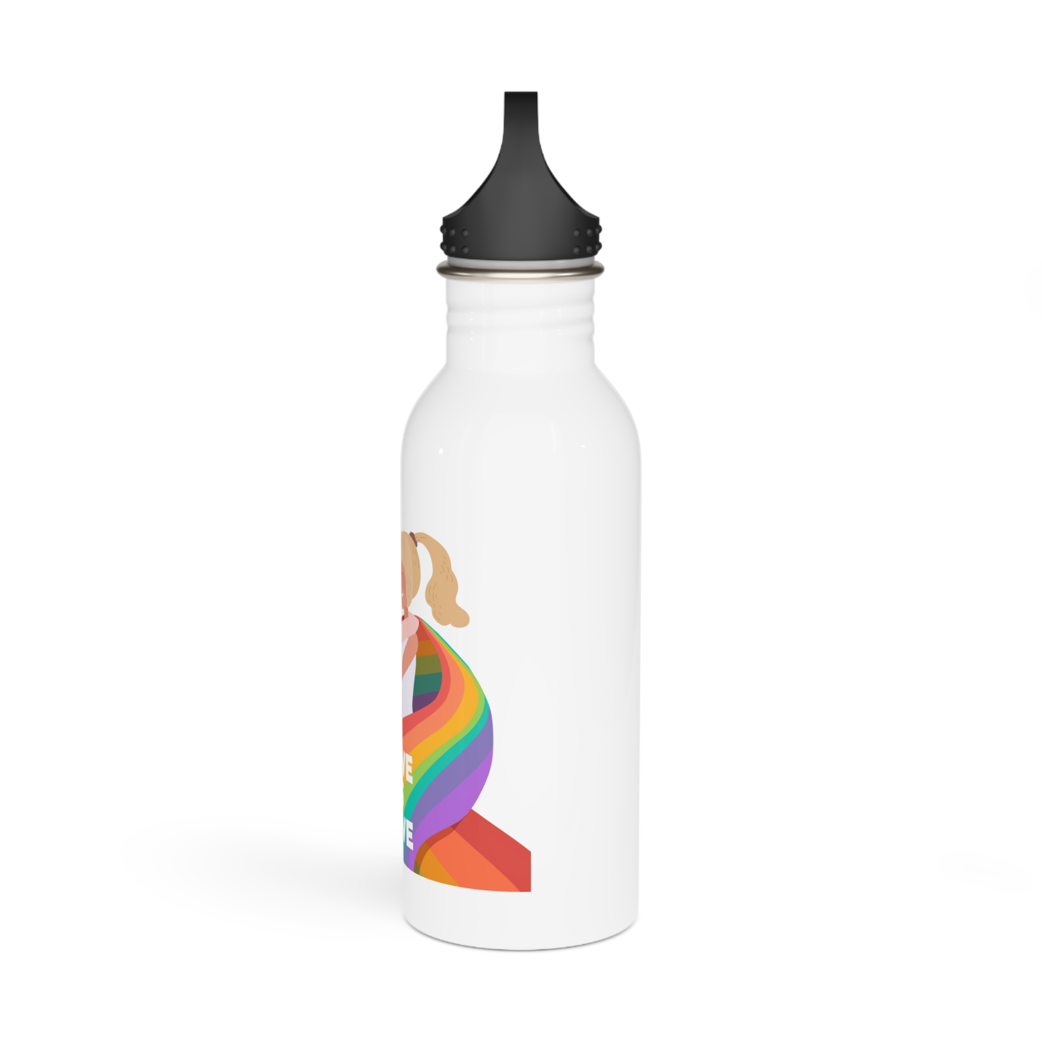 Girls Holding Pride Day Flag Stainless Steel Water Bottle - Image 4