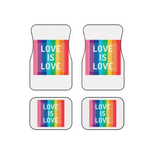 Rainbow Colored Background With Love Is Love Concept Pride Month Car Mats Set Of 4