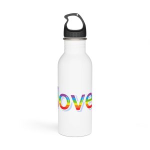 Word Love Rainbow Beautiful Letters Sticker Word Love Light Background Stainless Steel Water Bottle