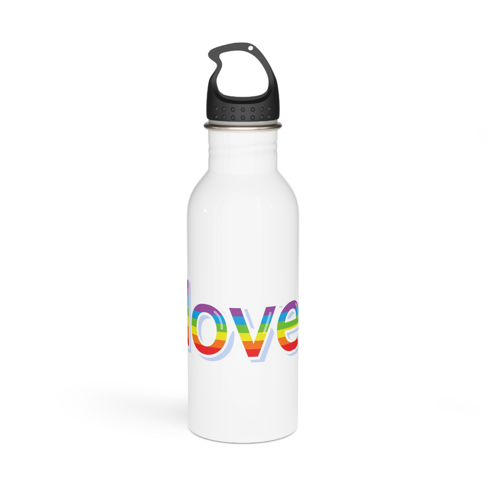 Word Love Rainbow Beautiful Letters Sticker Word Love Light Background Stainless Steel Water Bottle