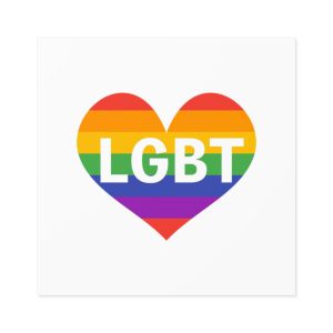 Lgbt Rainbow Colors Heart Mark Lgbt Letters Laminate Stickers Square