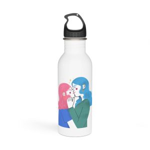 Hand Drawn Lesbian Kiss Illustration Stainless Steel Water Bottle