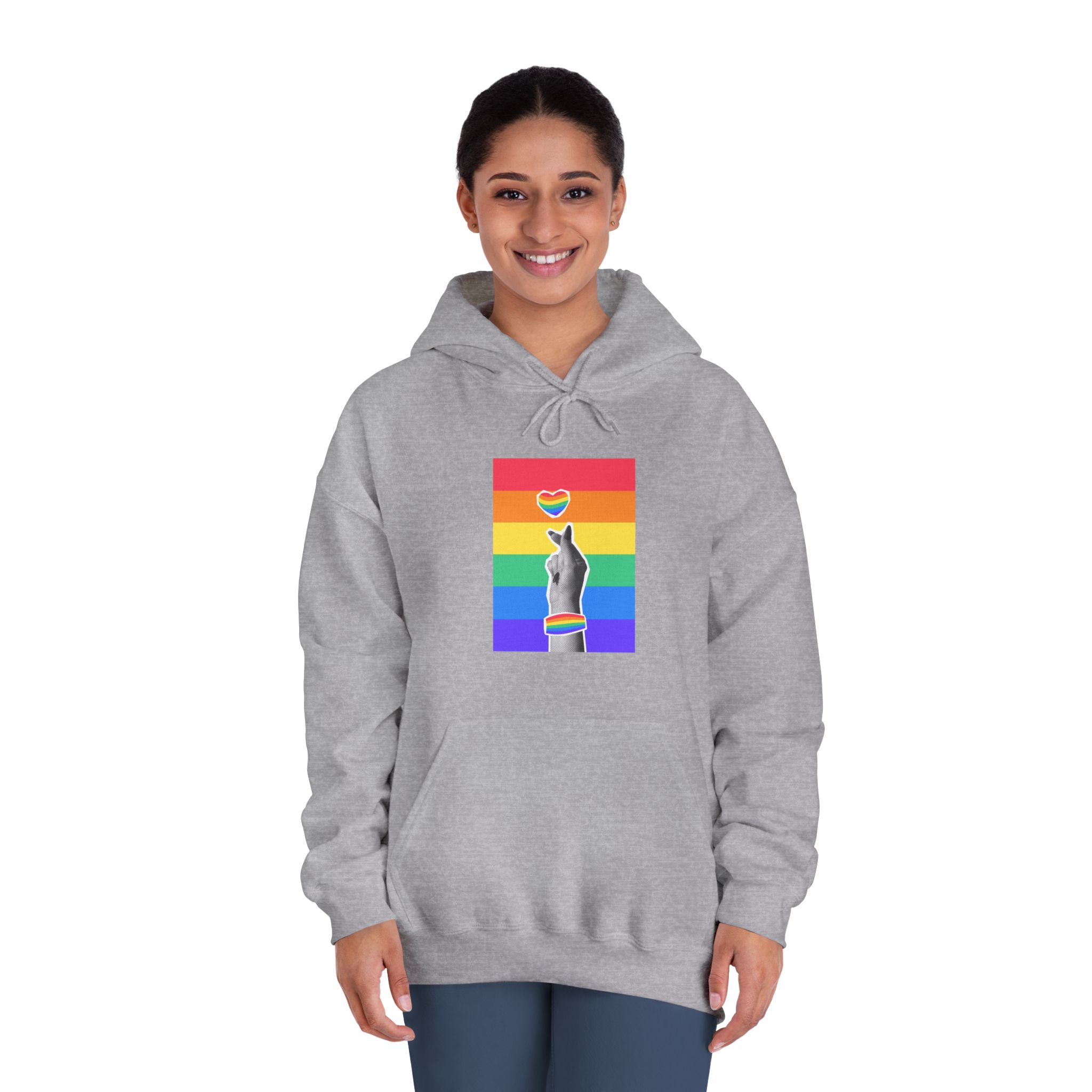 Lgbtq Trendy Retro Collage Halftone Hands Unisex Dryblend Hooded Sweatshirt - Image 16