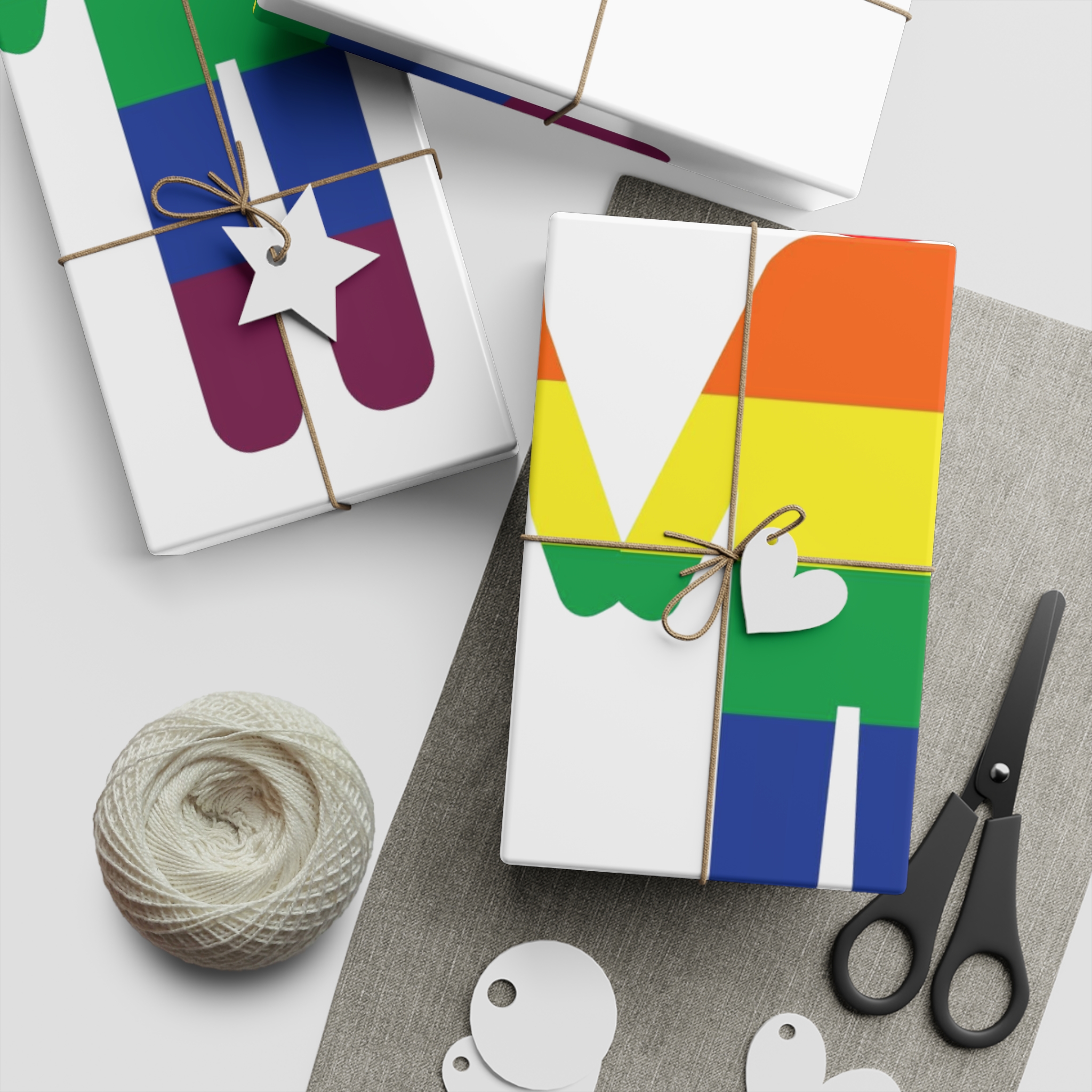 Gay Couple Holding Hands With Rainbow Color Background Vector Gift Wrapping Paper Sheets 1pc - Image 5