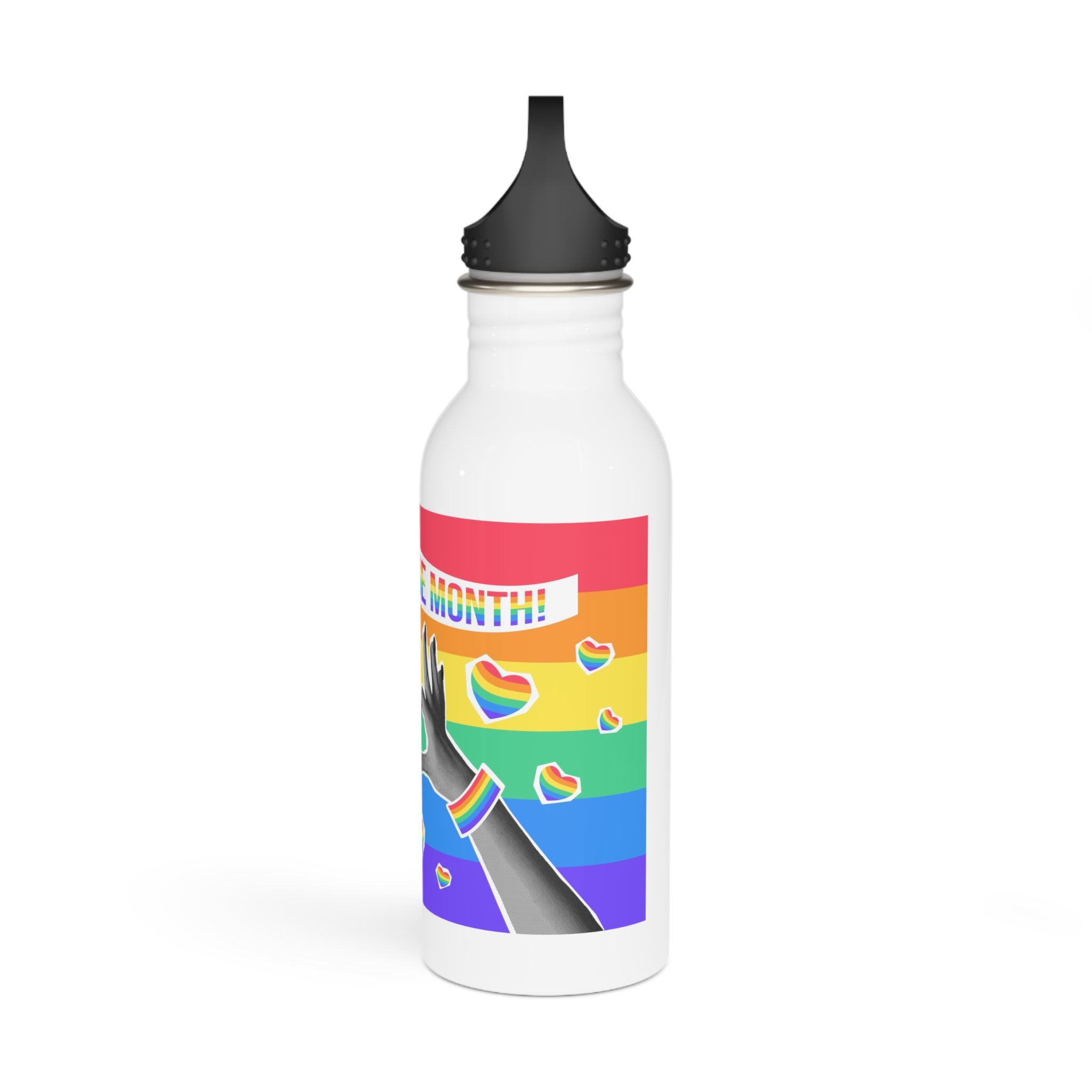 Lgbtq Pride Month Card Y2k Style Trendy Retro Collage Halftone Hands Stainless Steel Water Bottle - Image 4