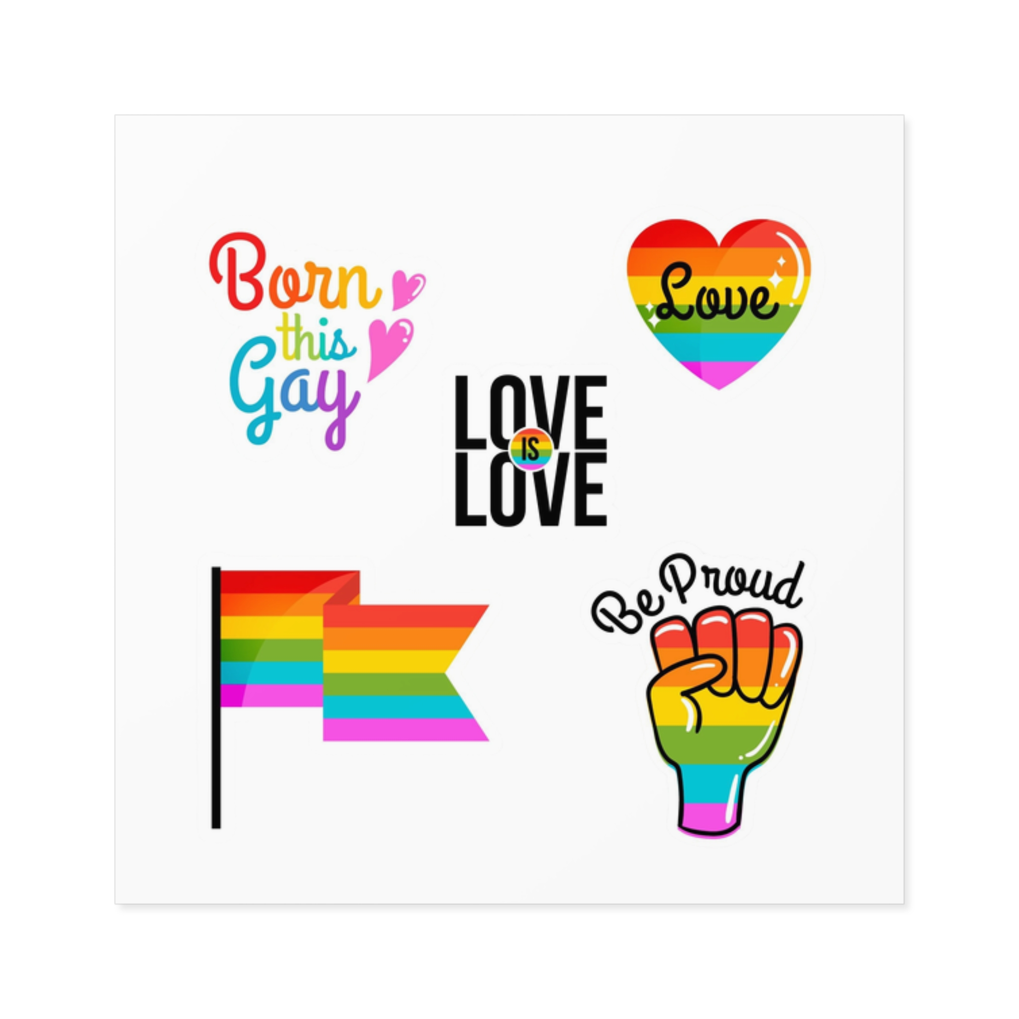 Pride Day Badges With Flag Collection Laminate Stickers Square - Image 9