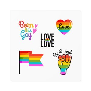 Pride Day Badges With Flag Collection Laminate Stickers Square