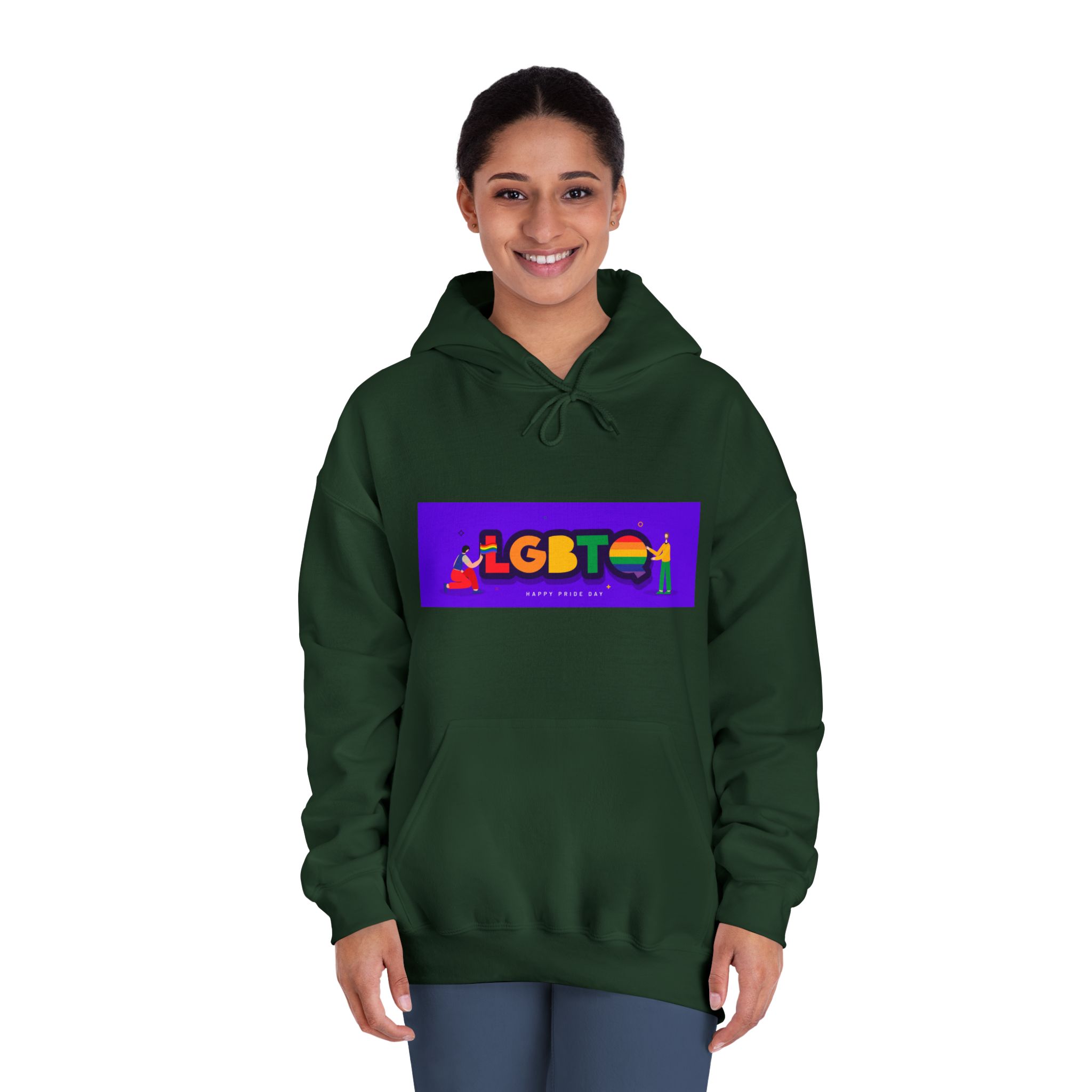 Lgbtq Community Banner Design With Illustration Gay Couple Unisex Dryblend Hooded Sweatshirt - Image 24