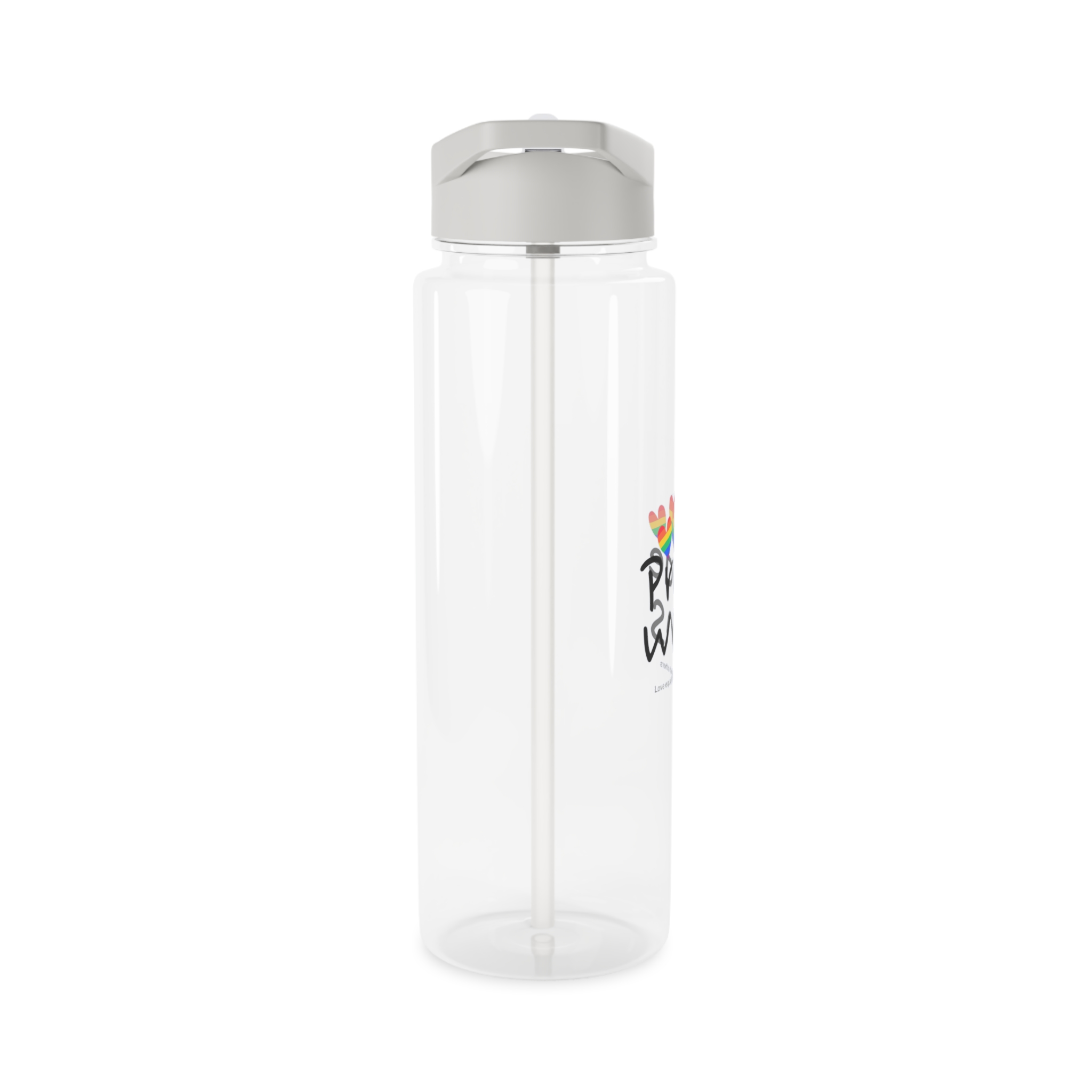 Love Letter Pride Rainbow Lettering Text Writing Pattern Freedom Love Heart Homo Colors Flag Parade (1) Tritan Water Bottle - Image 8