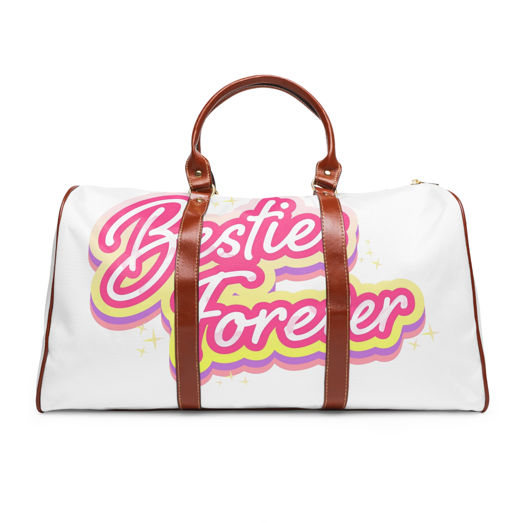 Pink Besties Forever Lettering Logo Waterproof Travel Bag