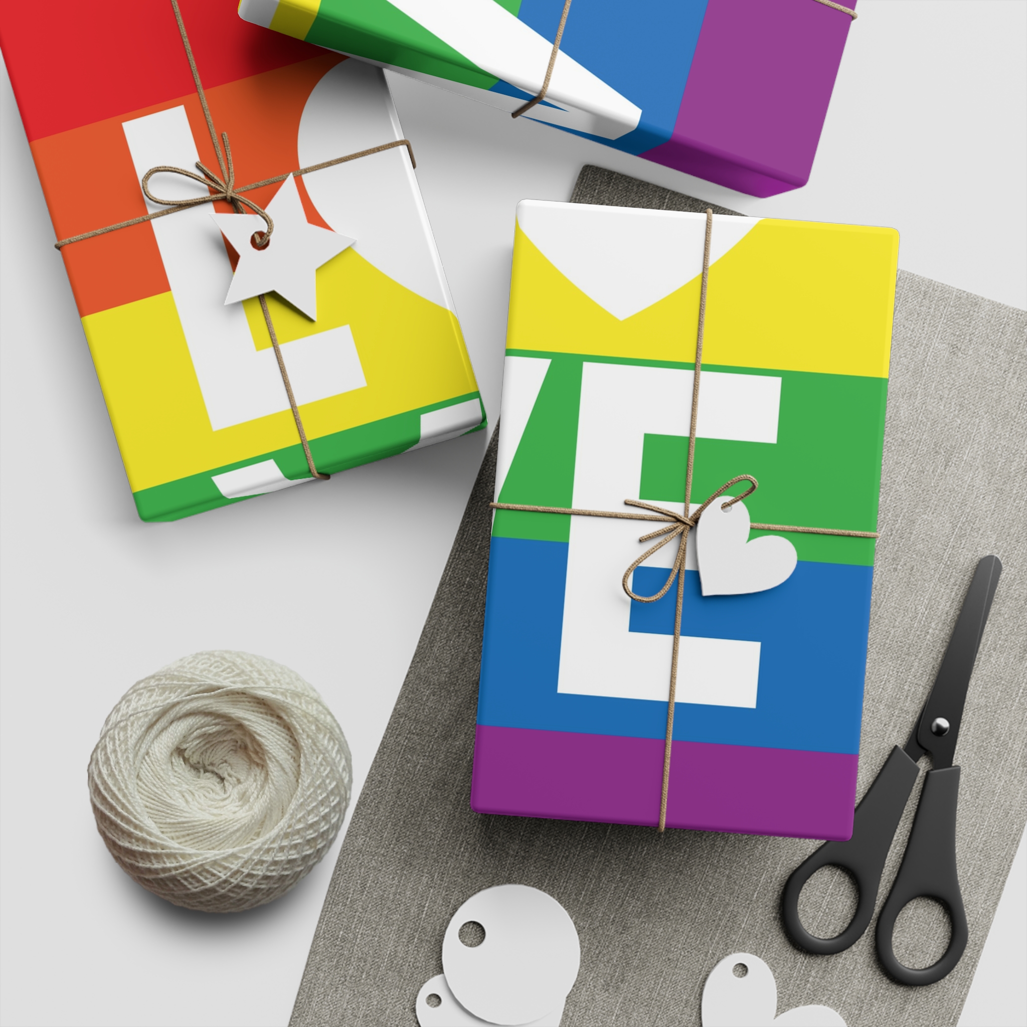 Love Lgbt Heart Squere White Gift Wrapping Paper Sheets 1pc - Image 2