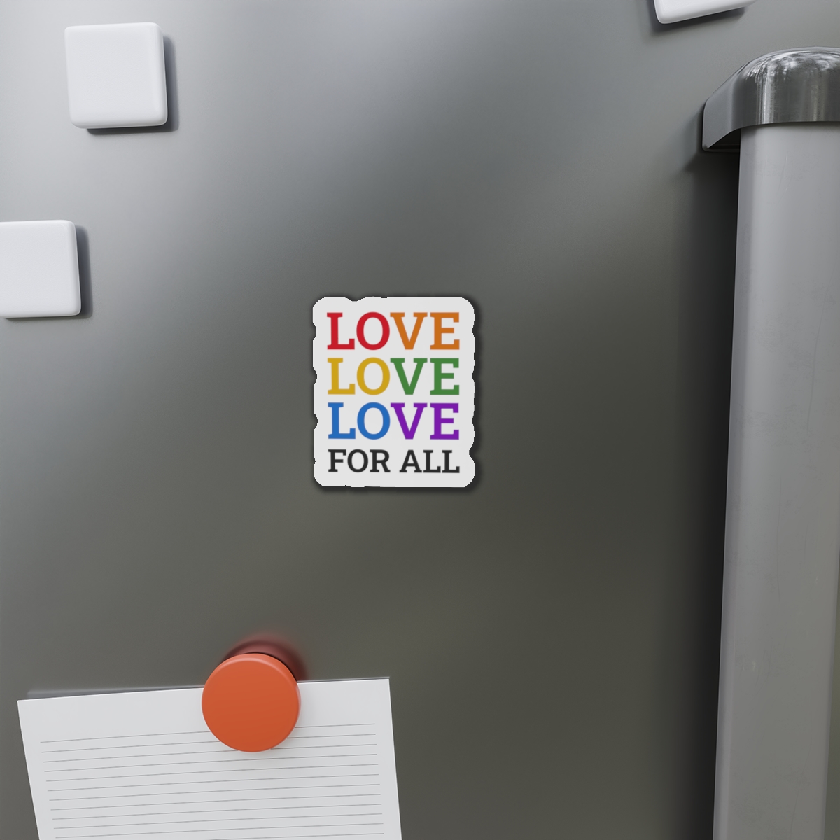Love All Lgbtq Pride Month Positive Quote Rainbow Color Typographic Art White Background Die Cut Magnets - Image 8