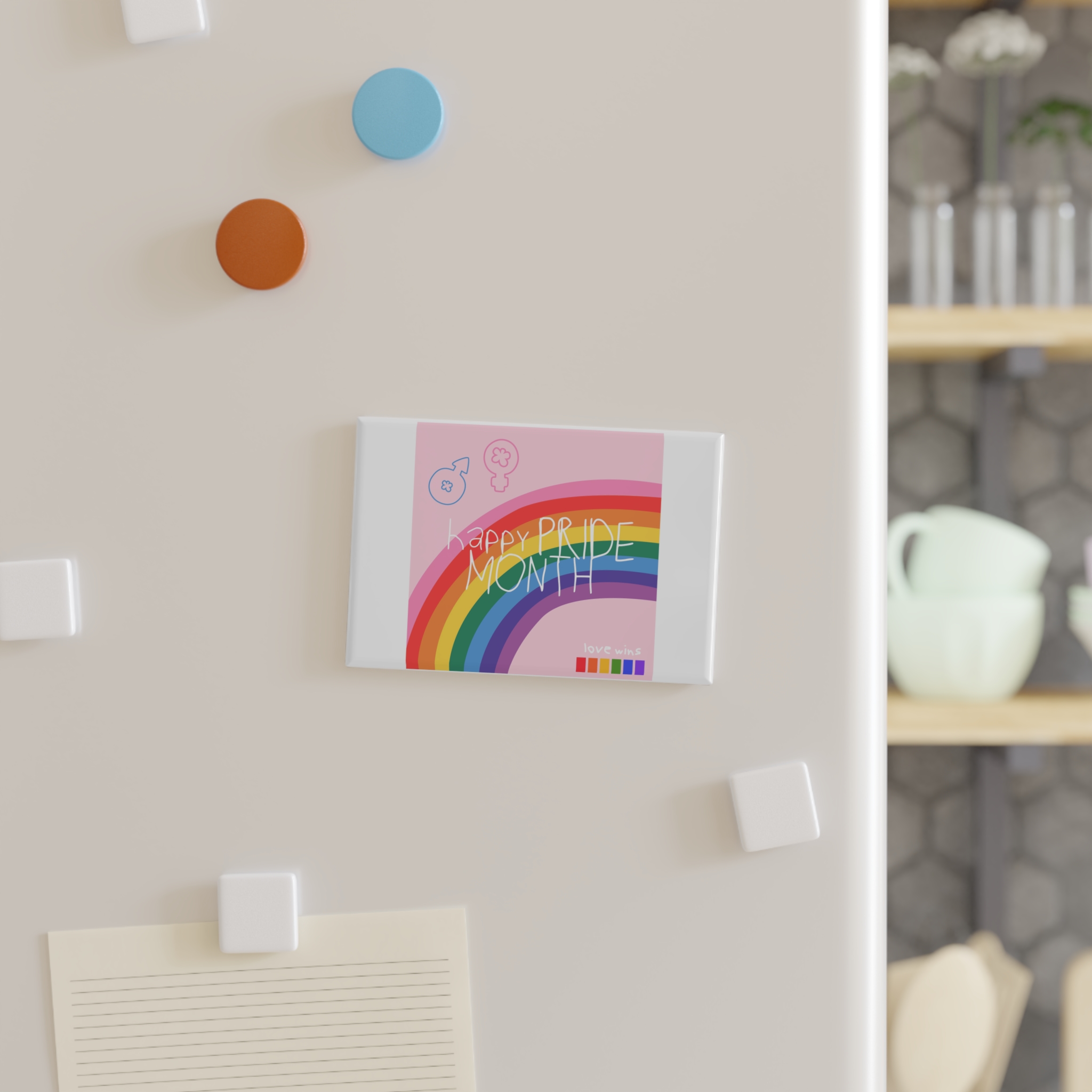 Cute Simple Banner Pride Month Symbols Pride Month With Lgbtq Flag Colours Button Magnet Rectangle 1 And 10 Pcs - Image 3