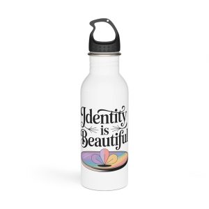 Identity Is Beautiful T Shirt Design Isolated White Background 2 Stainless Steel Water Bottle