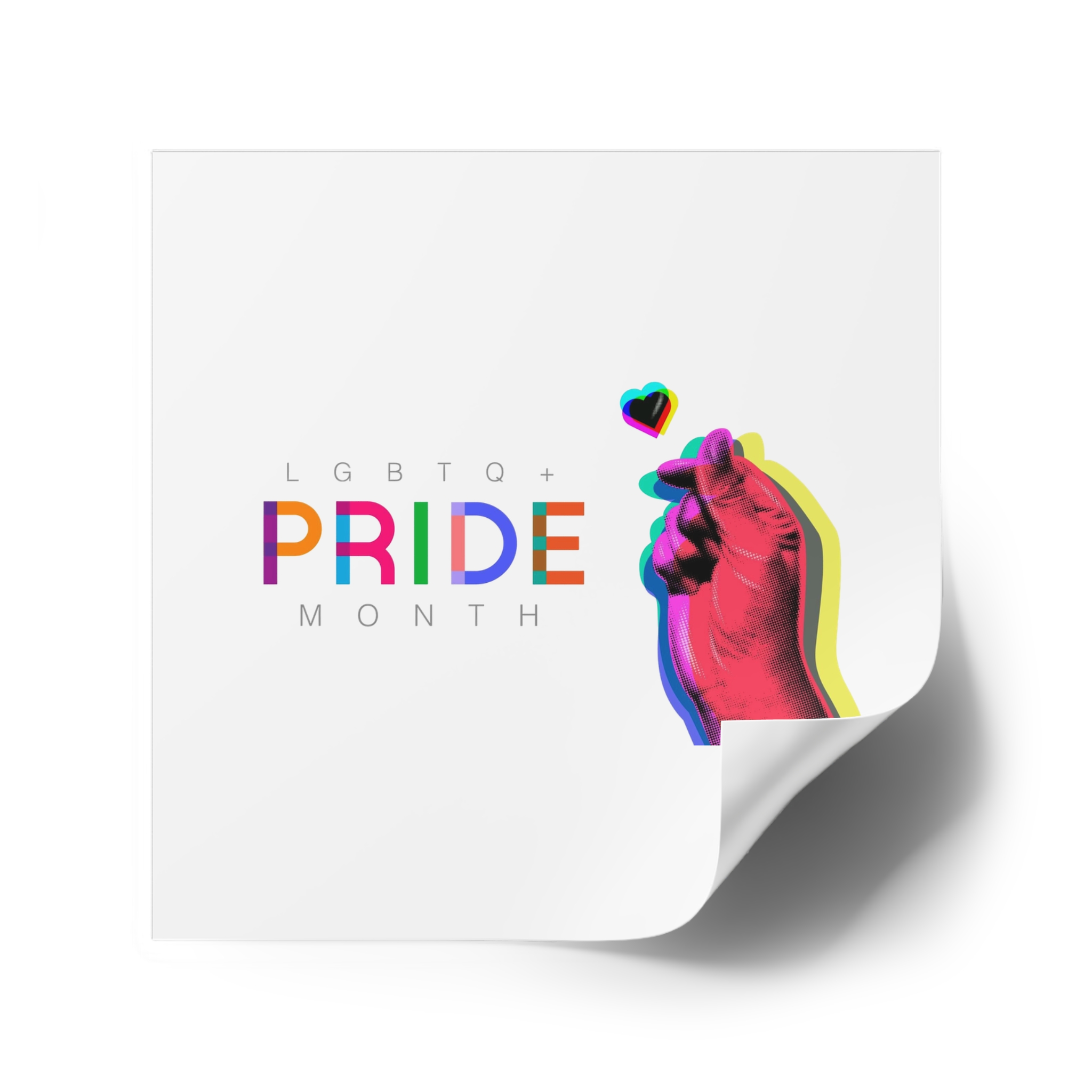 Pride Month Lgbtq Banner Gay Pride Month Rainbow Color Flat Design Hand Together Love Sign Typography Laminate Stickers Square - Image 38