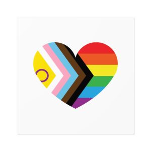 Inclusive Lgbtq Progress Pride Heart Symbol Laminate Stickers Square