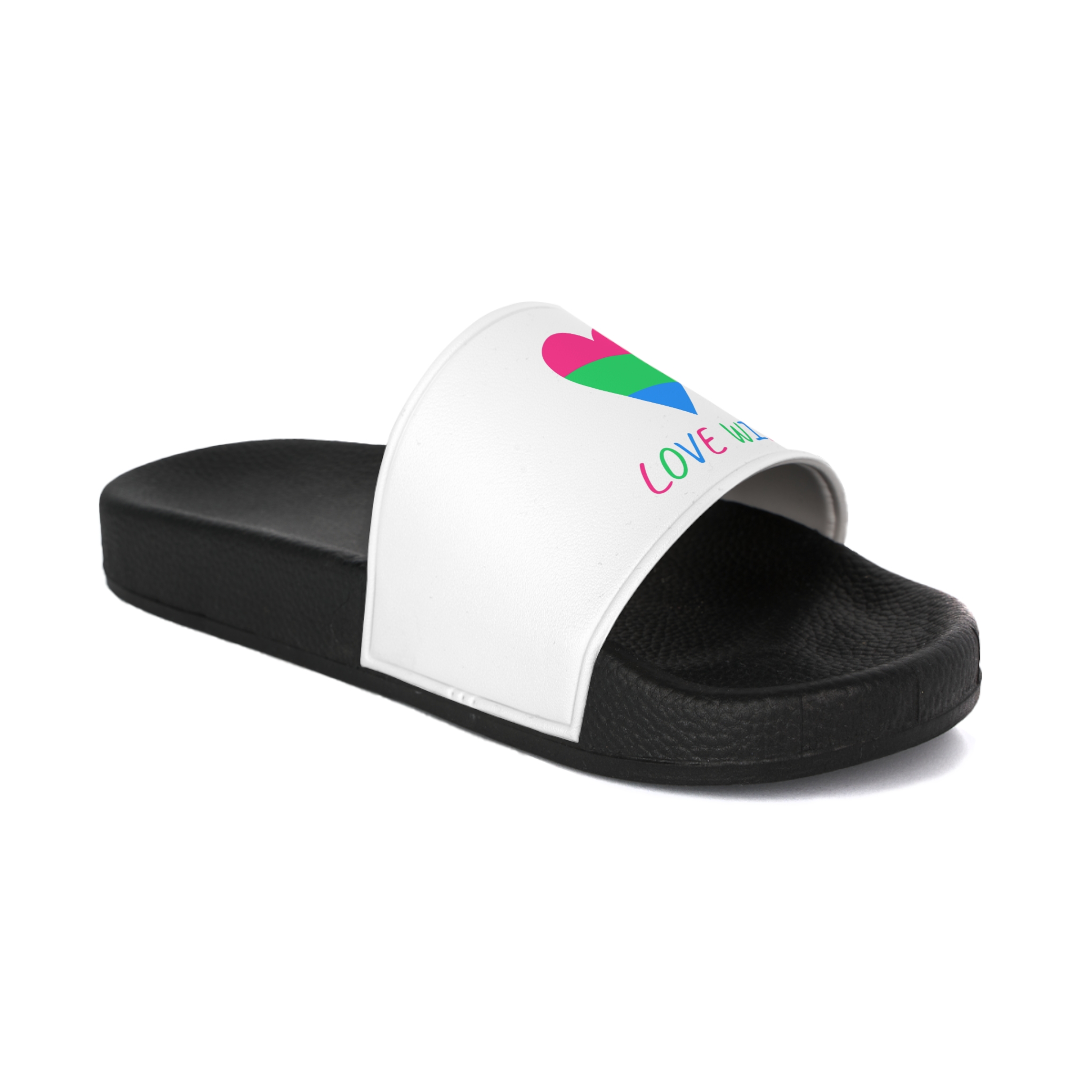 Colorful Heart Shape Polysexual Pride Flag Happy Pride Day Lgbtqia Community Pride Month Vector Hand Drawn Doodle Posters Stickers Logo Cards Mens Slide Sandals - Image 2