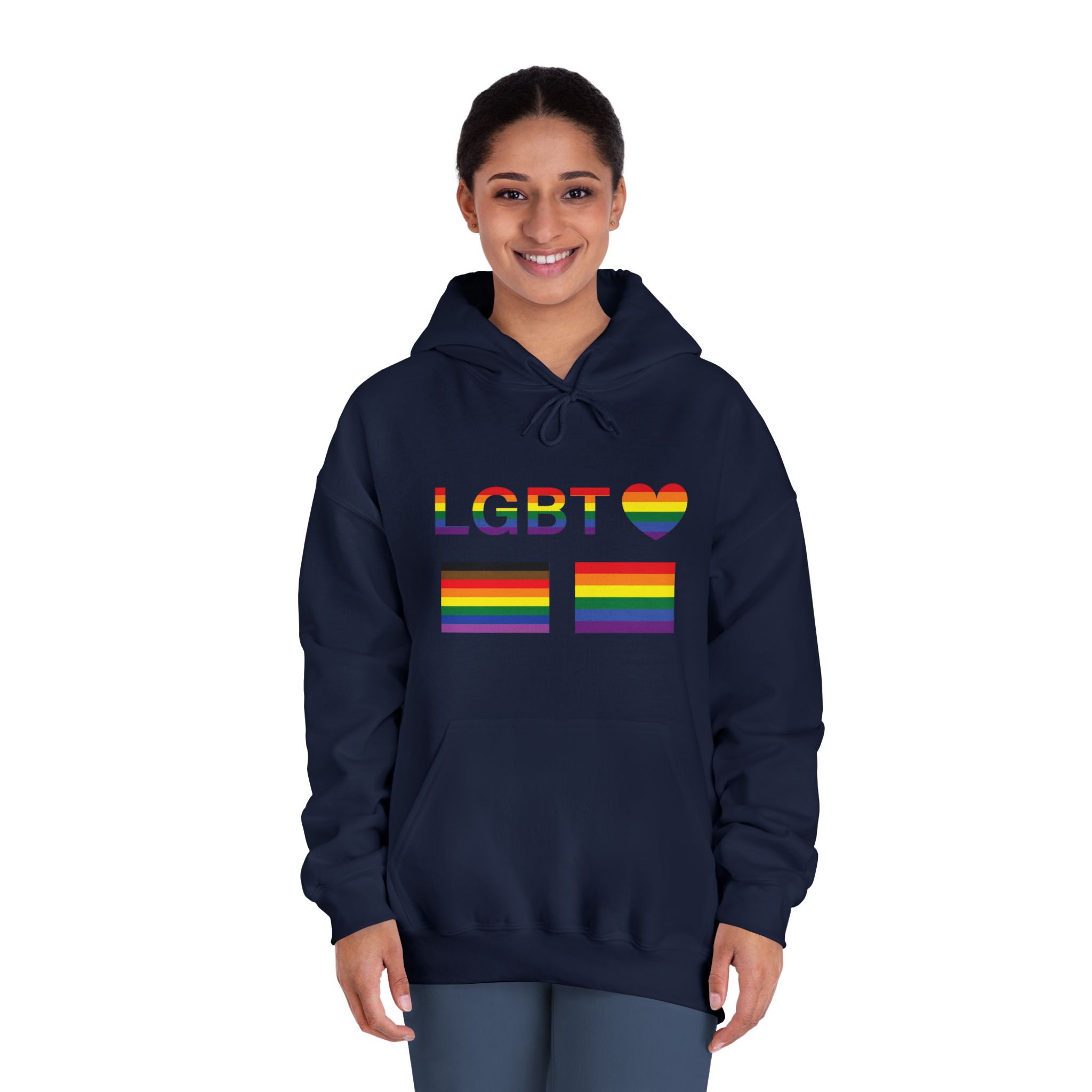 Lgbt Word Text Letter With Heart Rainbow Color Flag Isolated White Background Vector Illustrati Unisex Dryblend Hooded Sweatshirt - Image 32