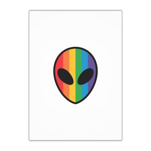 Rainbow Alien Head Lgbt Pride Illustration Gift Wrapping Paper Sheets 1pc