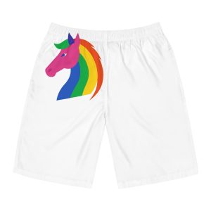 Rainbow Unicorn Head Flat Style Mens Board Shorts Aop
