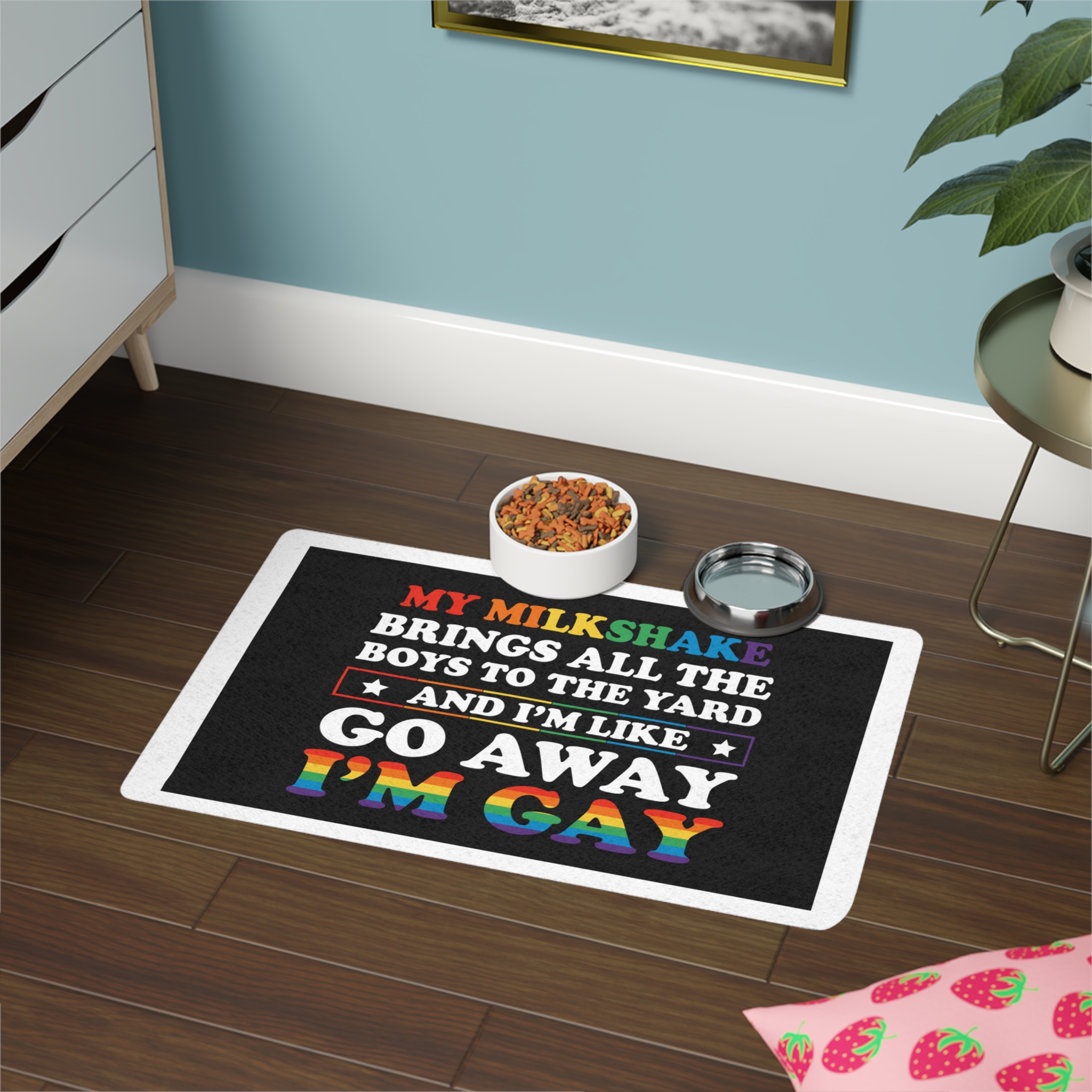 Pride Gay Lgbt Rainbow Tshirt Design(2) Pet Food Mat 12x18 - Image 4