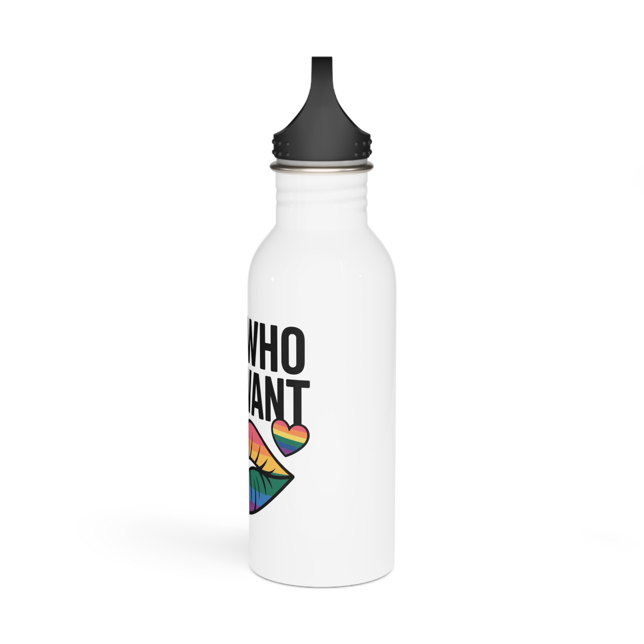 Kiss Who You Want T Shirt Design Isolated White Background Stainless Steel Water Bottle - Image 4