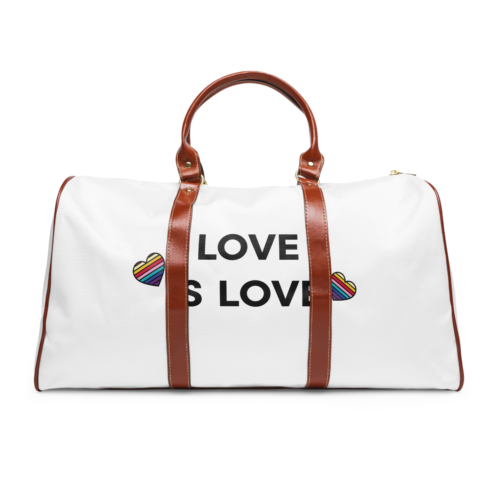 Love Is Love With Rainbow Hearts Waterproof Travel Bag