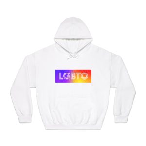 Lgbtq Typography With Rainbow Gradient Background Colorful Vibrant Pride Concept Poster Banner Unisex Dryblend Hooded Sweatshirt