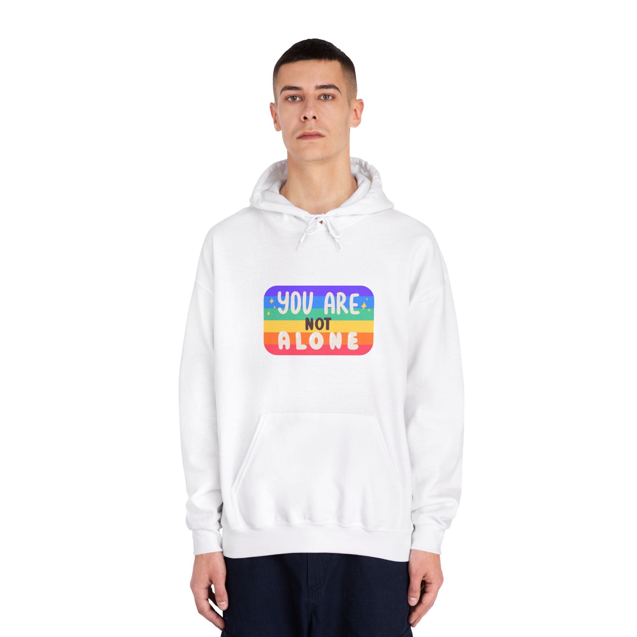 Lgbt Sticker Pack White Background Lgbtq Set Symbol Lgbt Pride Community Rainbow Elements Vector Hand Draw Illustration Hand Drawn Lettering (2) Unisex Dryblend Hooded Sweatshirt - Image 3