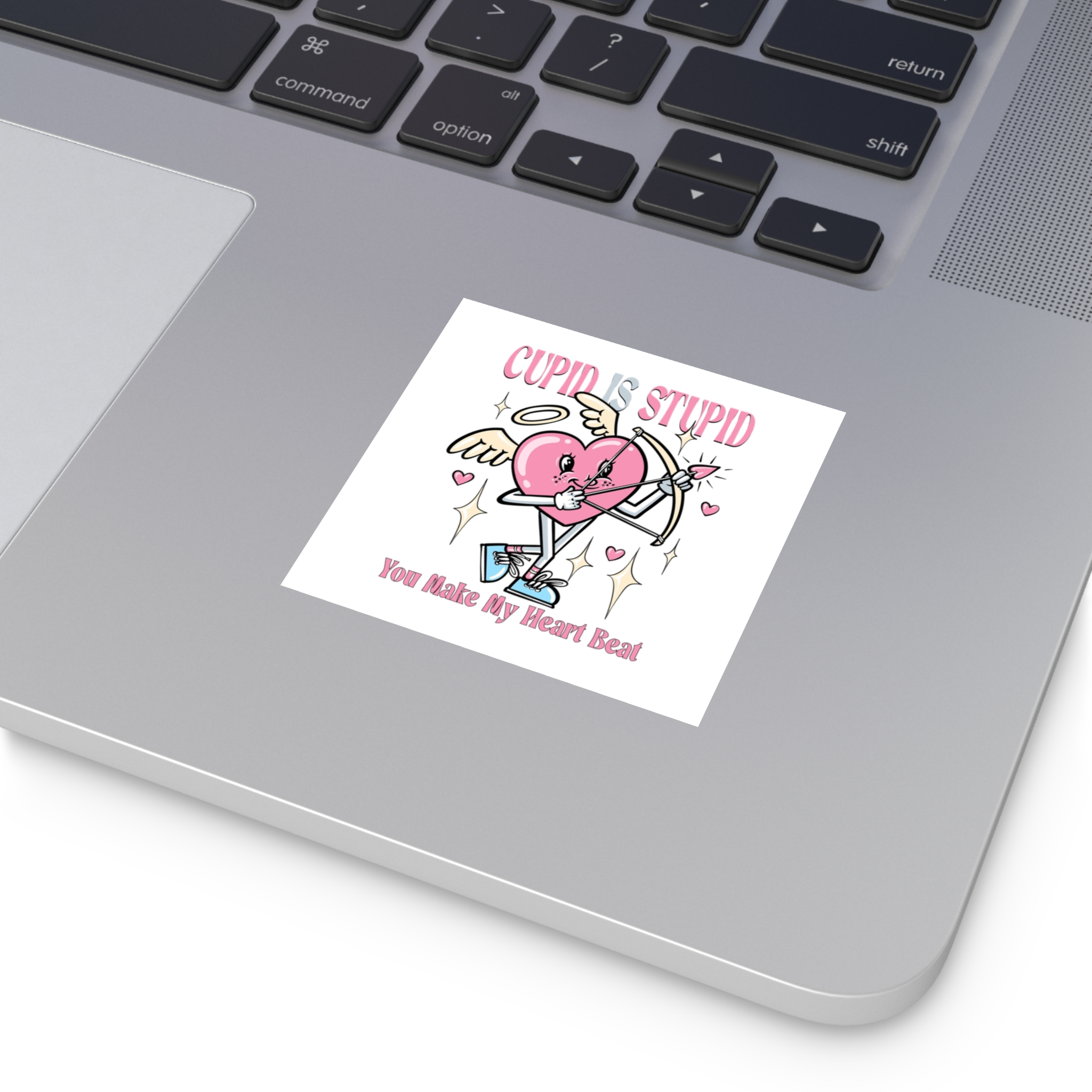 Love Cupid Holding Bow Tshirt Design Laminate Stickers Square - Image 15