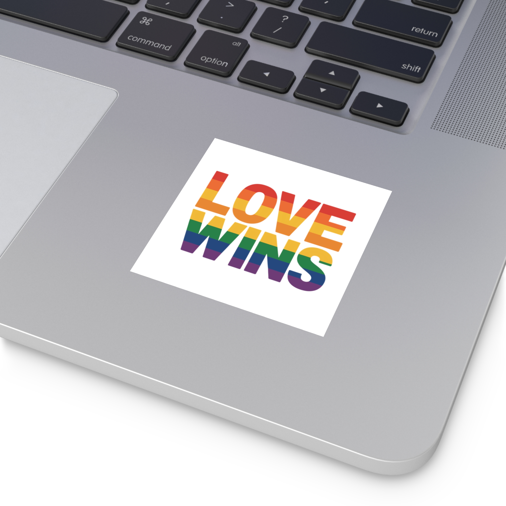 Love Wins Rainbow Pride Message Laminate Stickers Square - Image 15