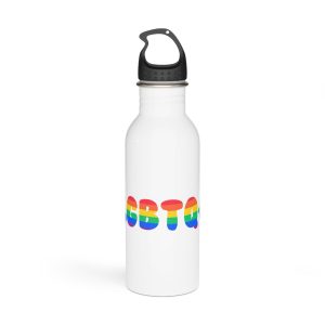 Pride Rainbow Lettering Text Writing Pattern Freedom Love Heart Homo Colors Flag Parade Lgbtq Flag W Stainless Steel Water Bottle